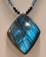 Load image into Gallery viewer, Labradorite, London Blue Topaz, and Black Spinel - Wisdom and Light Necklace, Bracelet, Earrings Set