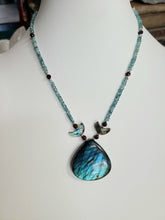 Load image into Gallery viewer, Lunar Fire Cobalt Blue Large Labradorite and Zircon Necklace