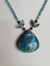 Load image into Gallery viewer, Lunar Fire Cobalt Blue Large Labradorite and Zircon Necklace