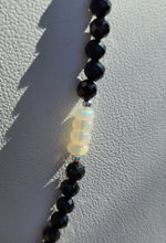 Load image into Gallery viewer, Mama Quilla - Peaceful Power, Incan Moon Goddess Necklace - Fire Opal, Black Spinel, Sterling Silver Naja