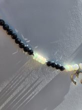 Load image into Gallery viewer, Mama Quilla - Peaceful Power, Incan Moon Goddess Necklace - Fire Opal, Black Spinel, Sterling Silver Naja