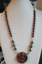 Load image into Gallery viewer, Large Carved Guan Yin / Quan Yin, Red Tara - Compassionate Healing, Transformation, Gifts of the Goddess Necklace