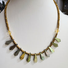 Load image into Gallery viewer, Eye of Ra and Ra'at - Solar Masculine and Feminine Balance - Labradorite Necklace