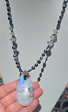 Load image into Gallery viewer, Sea Witch New Moon Necklace - Rainbow Moonstone