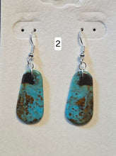 Load image into Gallery viewer, Genuine Turquoise Slab Earrings in Sterling Silver - Oblong Ovals