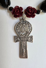 Load image into Gallery viewer, Bast/Bastet and Khepri Protection Necklace with Ankh