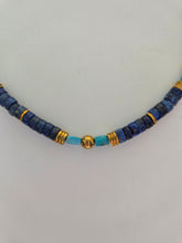 Load image into Gallery viewer, Ancient Egyptian Pharoah Necklace - Museum Replica - Lapis, Turquoise, Gold Plated Hematite