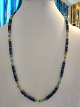 Load image into Gallery viewer, Ancient Egyptian Pharoah Necklace - Museum Replica - Lapis, Turquoise, Gold Plated Hematite