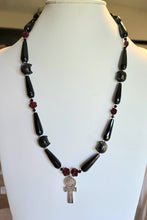 Load image into Gallery viewer, Bast/Bastet and Khepri Protection Necklace with Ankh