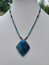 Load image into Gallery viewer, Labradorite, London Blue Topaz, and Black Spinel - Wisdom and Light Necklace, Bracelet, Earrings Set
