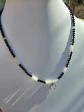 Load image into Gallery viewer, Mama Quilla - Peaceful Power, Incan Moon Goddess Necklace - Fire Opal, Black Spinel, Sterling Silver Naja
