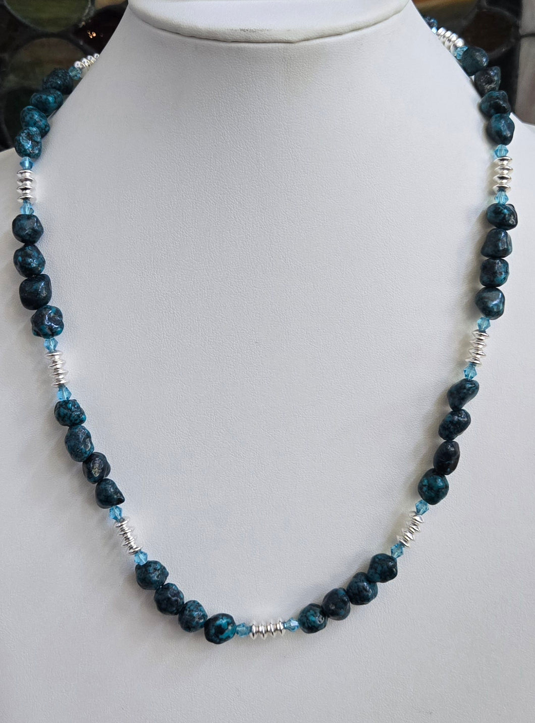 Rare Genuine Bisbee Blue Turquoise Necklace and Earrings Set