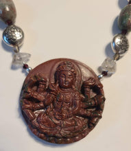 Load image into Gallery viewer, Large Carved Guan Yin / Quan Yin, Red Tara - Compassionate Healing, Transformation, Gifts of the Goddess Necklace
