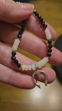 Load and play video in Gallery viewer, Mama Quilla - Peaceful Power, Incan Moon Goddess Necklace - Fire Opal, Black Spinel, Sterling Silver Naja
