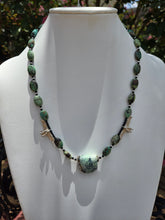 Load image into Gallery viewer, Nightbird Necklace - Tibetan Turquoise with Sterling Silver Eagles
