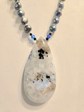 Load image into Gallery viewer, Sea Witch New Moon Necklace - Rainbow Moonstone
