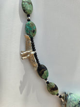 Load image into Gallery viewer, Nightbird Necklace - Tibetan Turquoise with Sterling Silver Eagles
