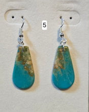 Load image into Gallery viewer, Genuine Turquoise Slab Earrings Set in Sterling Silver - Semi-Teardrops
