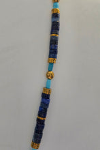 Load image into Gallery viewer, Ancient Egyptian Pharoah Necklace - Museum Replica - Lapis, Turquoise, Gold Plated Hematite
