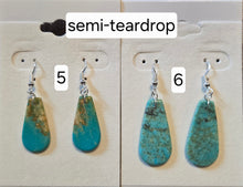 Load image into Gallery viewer, Genuine Turquoise Slab Earrings Set in Sterling Silver - Semi-Teardrops

