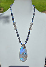 Load image into Gallery viewer, Sea Witch New Moon Necklace - Rainbow Moonstone

