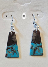 Load image into Gallery viewer, Genuine Turquoise Slab Earrings Set in Sterling Silver - Trapezoid
