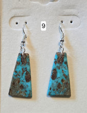 Load image into Gallery viewer, Genuine Turquoise Slab Earrings Set in Sterling Silver - Trapezoid
