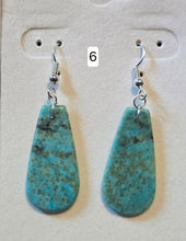 Load image into Gallery viewer, Genuine Turquoise Slab Earrings Set in Sterling Silver - Semi-Teardrops
