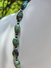 Load image into Gallery viewer, Nightbird Necklace - Tibetan Turquoise with Sterling Silver Eagles
