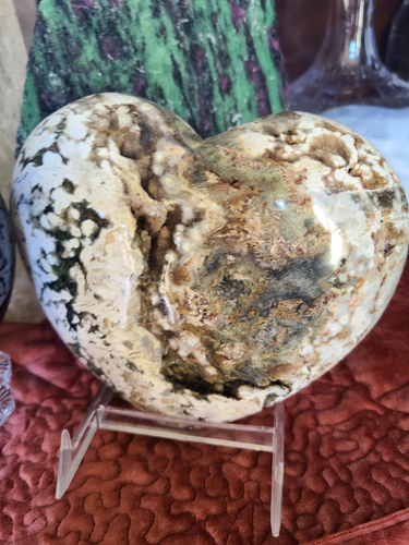 Large Ocean Jasper Heart with Sparkle Inclusions